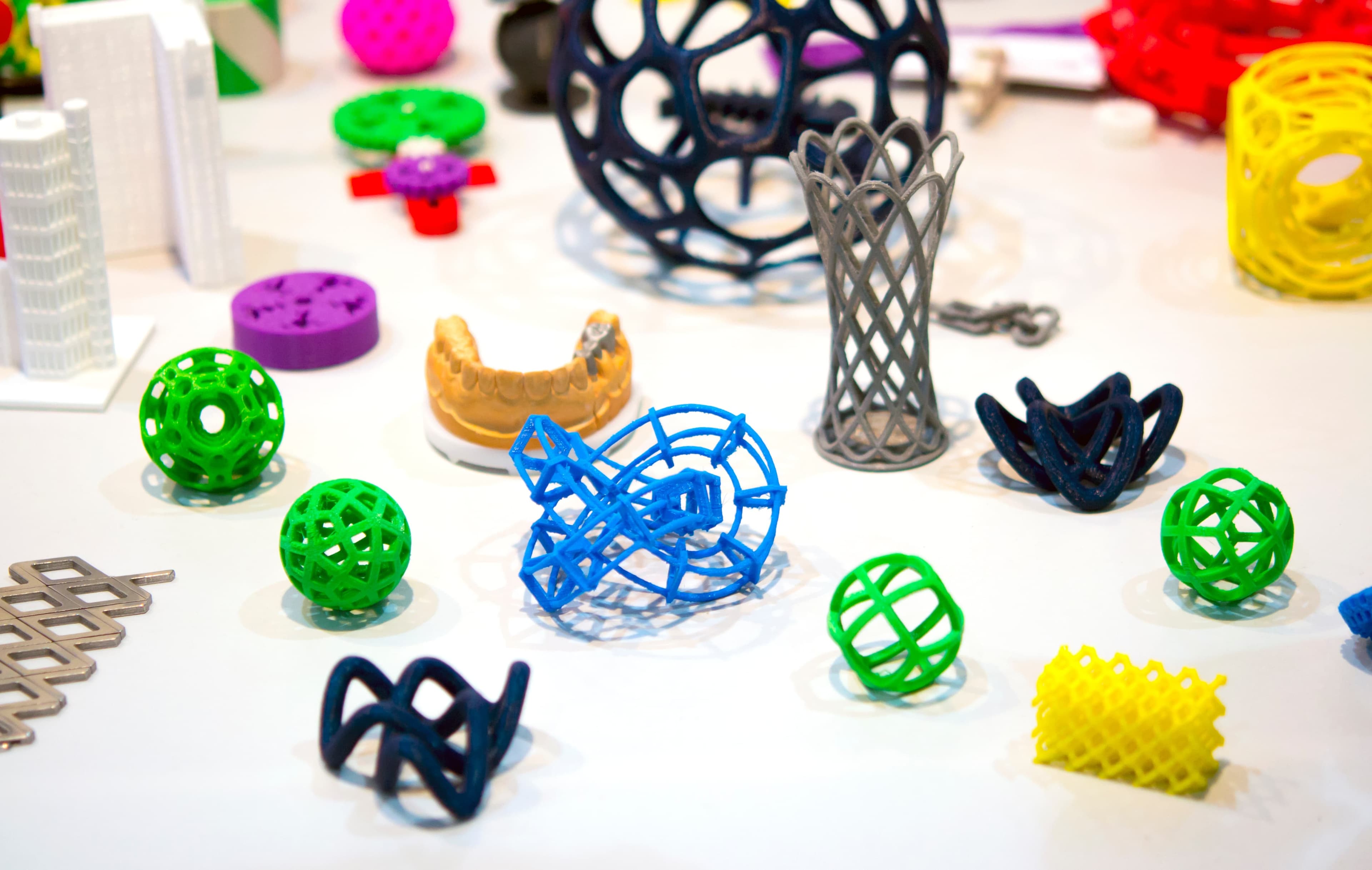 3D printed products and prototypes displayed in AK Innovations workshop